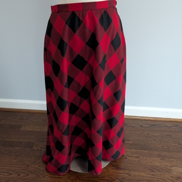 Talbots Dresses & Skirts - Women's Vintage Talbot's Red Black Aline Maxi Skirt 12 P Buffalo Check USA Wool